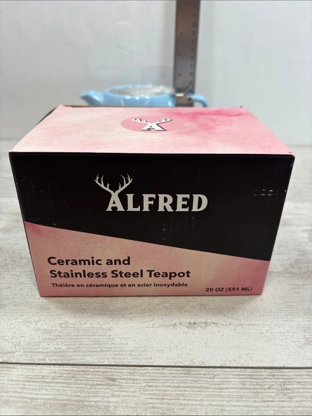 Alfred Cherry Blossom Blue Ceramic Teapot Stainless Steel Infuser NIB